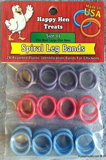 Happy Hen Spiral Leg Bands Assorted Colors 24ct : Size 11