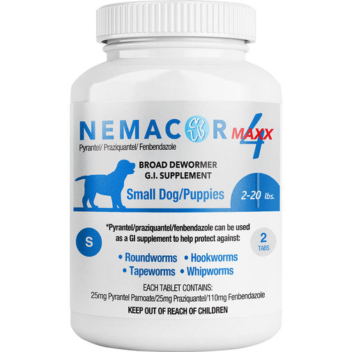 Nemacor Maxx 4  Quad Wormer for Dogs 2-20 lbs : 2ct