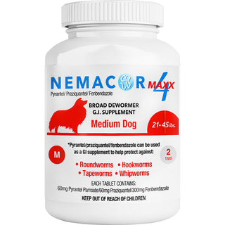 Nemacor Maxx 4 Quad Wormer for Dogs 21-45lbs : 2ct