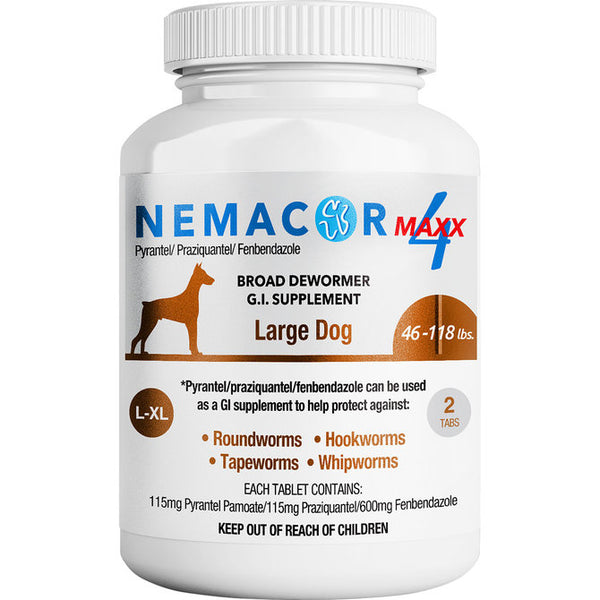 Nemacor Maxx 4 Quad Wormer for Dogs 46-118lb : 2ct