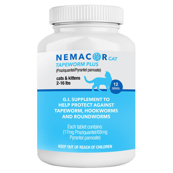 Nemacor Cat Tapeworm Plus Worm Tablets 2-16lbs : 12ct